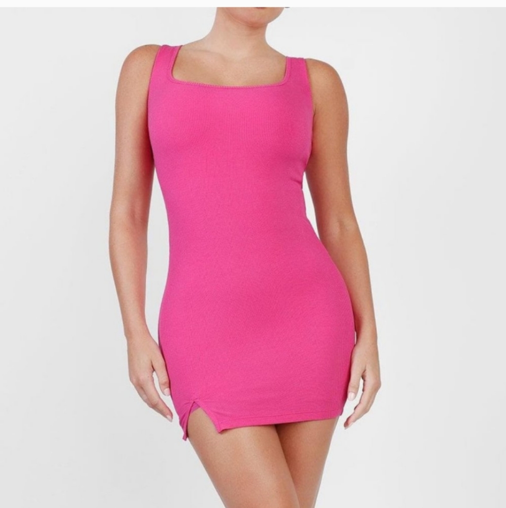 NWT Popilush Shaper Dress Sleeveless Mini Slit Pink XXL